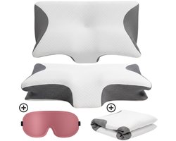 Yesto Goods – Anti Snurk Kussen - Orthopedisch & Ergonomisch Vlinderkussen van Traagschuim - Incl. Slaapmasker & Extra Kussenhoes