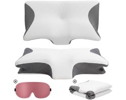 Yesto Goods - Anti snurk kussen - Vlinderkussen - Traagschuim - Orthopedisch - Incl. Slaapmasker & Extra kussenhoes