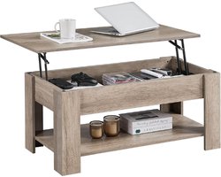 YHT® Salontafel - Salontafels - Woonkamer - Bijzettafel - Bijzettafels - Sidetable - Salontafel Zwart - Salontafel Met Opbergruimte - Salontafel Vierkant - Salontafel Industrieel - Bijzettafel Metaal Met Hout