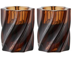 Ylva kandelaar set van 2 bruin.