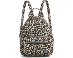 YLX Mini Backpack voor dames. Luipaarden print, geel/bruin. Recycled Rpet materiaal. Eco-friendly