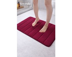 Ymonde Burgundy Anti-Slip Badmat – 40×60 cm – Bordeaux Rood – Verticaal Strepenpatroon – Badkamer Mat – Luxe & Veilig