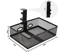 Ynkkvre -360° Draaibare Onder-Bureau Organizer – Metalen Lade met Klembevestiging – Zonder Boren – Kabelbeheer & Opbergruimte voor Bureau