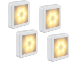 Ynkkvre - Bewegingssensor Lamp – Nachtlamp – Wandlamp – Trapverlichting – 4 stuks – Automatisch aan/uit – Draadloos – Zelfklevend – Warm wit LED – Voor binnen
