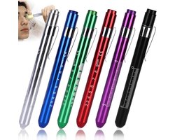 Ynkkvre - Diagnostische Pupillichtjes - Medische Lichtpen - Helder Wit Leds Licht Voor Oogonderzoek En Keel-, Oor-En Neusinspectie - 6 Stuks - Artsen, Verpleegkundigen+Rood Zwart Blauw Zilver Paars Groen