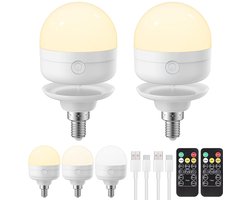 Ynkkvre - E27 Oplaadbare LED Lamp - RGB-kleurveranderende lamp - Draadloze Noodverlichting voor Binnen - 2000mAh Batterij & 36 Uur Werking - 3 Kleurtemperaturen & 3 Helderheden - Timer & Geheugenfunctie - Magnetische Basis & Universeel E14/E27