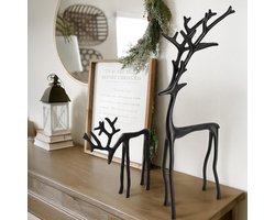 Ynkkvre - Kerstversiering - Tafeldecoratie - Interieur Decoratie - Rendier Beeld - Modern Zwart Design - Duurzaam Materiaal - Complete Set - Eenvoudig Schoon Te Maken