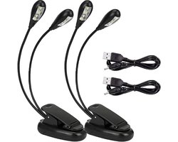 Ynkkvre - Leeslamp - Boeklamp - Muziekstandaardlamp - Clip-on pianolamp - Boekkimlamp - 8 LED-verlichting - 360° flexibele nek - Flikkervrij licht - Oplaadbaar via USB