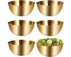 Ynkkvre - Mengkom - roestvrijstalen schalen set van 6 - 700 ml met maataanduiding - roestvrij staal - stapelbaar en vaatwasmachinebestendig - geschikt voor salade, snacks en serveren