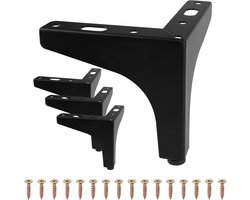 Ynkkvre - Meubelpoot - set van 4 metalen meubelpoten - stabiele ondersteuning 10 cm - metaal - modern en stevig ontwerp - eenvoudige montage voor bank, kast en tafel, zwart