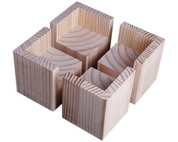 Ynkkvre - meubelverhogers set - 4 stuks - houten voeten voor bed, bureau en meubels - verstelbare pootverhogers - 5x5x5 cm