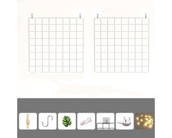 Ynkkvre - Multifunctionele wandroosters -Gadgy Wandrek Industrieel - Memobord- decoratieve fotowand --Wanddecoratie Woonkamer set van 2 - Wit - 35 x 35 cm