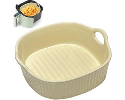 Ynkkvre - Ovenschaal - keramische ovenschaal vierkant - 650 ml hittebestendig - keramiek - met handgrepen, duurzaam - geschikt voor oven, airfryer en magnetron, geel