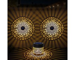 Ynkkvre -Solar Powered Lanterns - Zonne-Energie Aangedreven Lantaarns - Automatische Lichtsensor En Handenvrije Bediening - 2 Stuks - Tuin Decoratie Warm Geel Licht