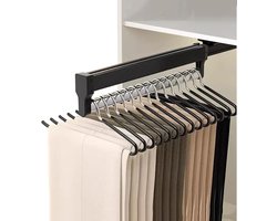 Ynkkvre - Uittrekbare Kleerhanger - Verstelbare Kastrail - Kledinghaak - Kapstok - Kledinghanger - 25KG Draagkracht & 30-40 Broeken - Koudgewalst Staal Constructie - Eenvoudige 3-Stap Installatie - Geschikt voor Kast & Badkamer - Zwart