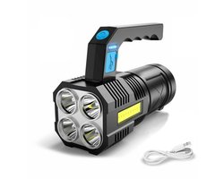 Ynkkvre – zaklamp – oplaadbare LED zaklamp met COB schijnwerper – handheld zoeklamp waterdicht – 4 modi – draagbare noodverlichting voor wandelen, vissen en kamperen