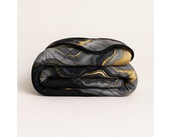 YNOT Dreambed Signature - Mat Satijn Marmer Goud Zwart - 140x220 - Eenpersoonsdekbed - Dekbed Zonder Overtrek - Dreambed Signature - Wasbaar Hoesloos Dekbed - 30 dagen proefslapen - Dekbed met vaste overtrek