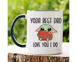 Yoda Best Dad - Baby yoda - Baby yoda mok - Star wars -  Mandalorian - Vaderdag cadeau - Vaderdag - Moederdag cadeau - Moederdag - Cadeau voor moeder - Mokken en bekers - Cadeau voor vrouw - Valentijndag - Theeglazen - Koffiemok