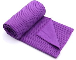 Yoga Handdoek - Mat Handdoek - Hot Yoga Beoefenen - Antislip Grip Stippen - 65x185 cm - Paars