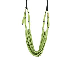 Yoga Hangmat Aerial Yoga Schommel – Parachutestof – Inversie Sling – Fitness, Pilates & Stretching – Inclusief Bevestigingsbanden – Max. 200 kg – Groen