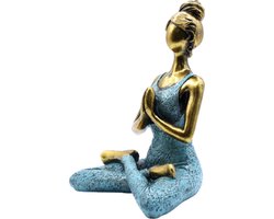 Yoga Lady Figuur - Brons & Turqoise 24cm
