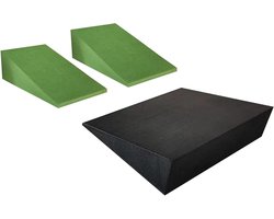Yoga Wig - Schuine Plank - Voet Rekken - Anti-vervorming Schuim - 3 cm Hoog - Groen Zwart