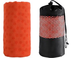 Yogahanddoek - Antislip -Geschikt voor de meeste yogamatten - Extra zacht - Oranje-183 x 63 cm