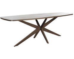 Yoi - Calma dining table 270x110x75 cm oval aluminium bronze/travertin