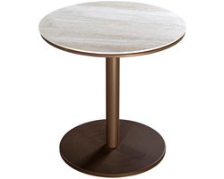 Yoi - Millor side table dia. 50x50 cm aluminium bronze/travertin
