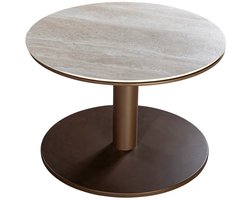 Yoi - Millor side table dia. 60x45 cm aluminium bronze/travertin
