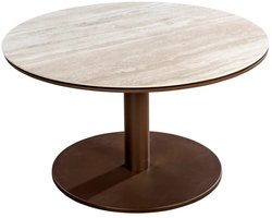 Yoi - Millor side table dia. 80x40 cm aluminium bronze/travertin