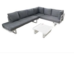Yoi - Mood loungeset matt white inclusief washed grey fabric kussens
