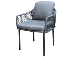 Yoi - Rocha dining chair aluminium dark grey/rope dark grey/mixed g...
