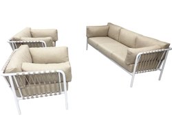 Yoi - Set van 2 Linda lage fauteuils camel/safari en een Linda lage...