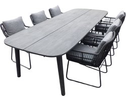 Yoi - Set van Lennon tafel 280x110x76 cm charcoal en 6 Ran stoelen...