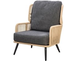 Yoi - Tsubasa lounge chair alu black/rope natural/panther black