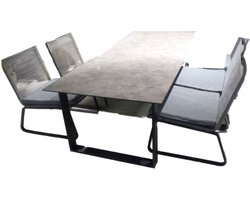 Yoi - Tuinset Teeburu low dining tafel black, concretee 240x100 cm...