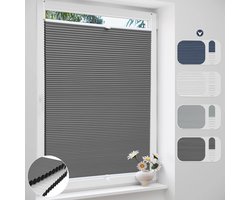 Yoin plissegordijn - Zonder boren - Verduisterend - Honingraat - Geplooide jaloezie - 75x130 cm - Donkergrijs - Thermisch - Hip