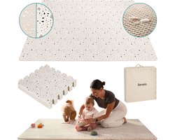 Yoka Speelmat Baby – Premium Speelkleed Foam – Geurloos – Veilig & Zacht – Dubbelzijdig Vloerpuzzel – Opvouwbaar + Opbergtas – voor Binnen & Buiten – Speeltapijt – Speelgoed 6 3 9 1 maanden – Babygym Play Mat – Cadeau vanaf 0 jaar Beige Kraamcadeau