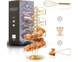Yolko® Eierrek 40 eieren - Goud - Pasen - Eierhouder – Eiermand – Etagere - Draaibaar - inclusief eieropener, eierdopje en garde
