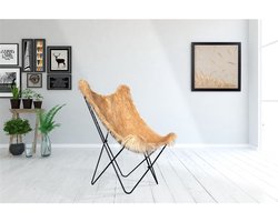 Yolo-deals - Vlinderstoel - Lynn 100 - (71x104x75cm) - Bruin/Beige