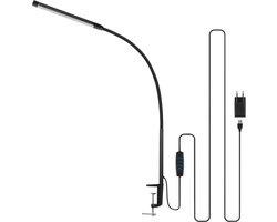 YONO Bureaulamp met Klem - LED Bureau Lamp - Flexibel Verstelbaar - Verlichting Dimbaar - Klemlamp - Bedlamp - Zwart