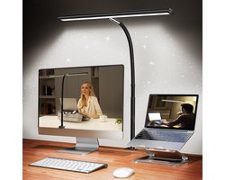 YONO Bureaulamp met Klem - Monitor Lamp - LED Bureau Lamp - Verlichting Dimbaar - Klemlamp - Zwart
