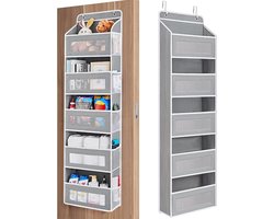 YONO Deur Organizer - 5 Vakken - Hangende Opberger - Deurrek Kast - Opbergzak - Hangrek - Grijs
