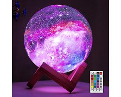 YONO Galaxy Maanlamp Draadloos - Tafellamp met Led Verlichting - Moon Planeet Lamp - Kinderkamer - Slaapkamer - 18cm
