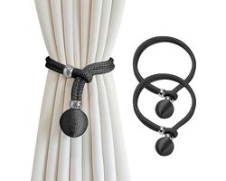 YONO Gordijnhouder - Gordijn Embrasse Modern - Gordijnbinder Touw - 2 Stuks - Zwart