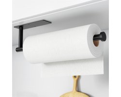 YONO Keukenrolhouder Hangend - Zelfklevend - RVS Rollenhouder - Zwart
