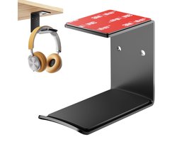 YONO Koptelefoon Houder Zelfklevend - Headset Haak - Hoofdtelefoon Hanger - Bureau - Metaal - Zwart