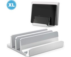 YONO Laptop Standaard Verticaal – Laptophouder geschikt voor Macbook - Verticale - XL - Metaal - Zilver