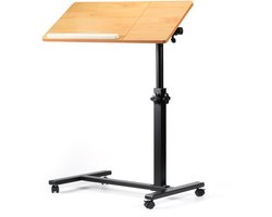 YONO Laptoptafel op Wielen - Verstelbaar en Kantelbaar - Bedtafel met Wieltjes - Bijzettafel voor Bank en Bed - Laptop Standaard